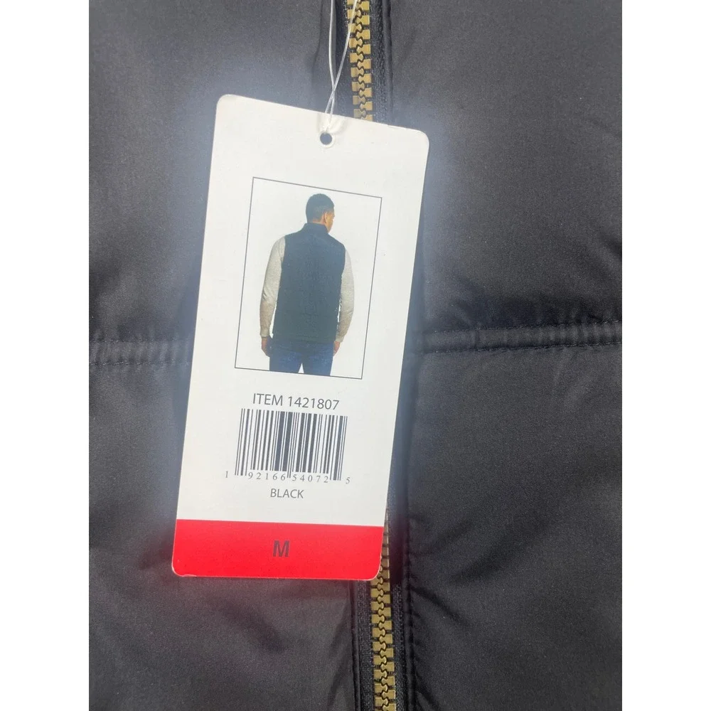 NWT Weatherproof Vintage Mens Black Puffer Vest Flannel Lined Medium